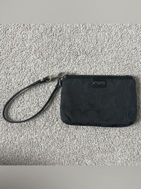 Coach Black Signature Logo Wristlet